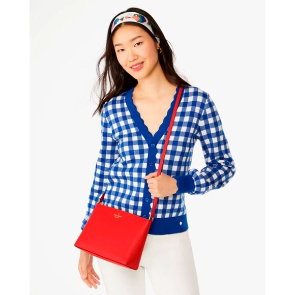 S Kate Spade Leila Crossbody Bag Red Pebbled Leather Purse KG464 NWT $299 Retail - Picture 2 of 8